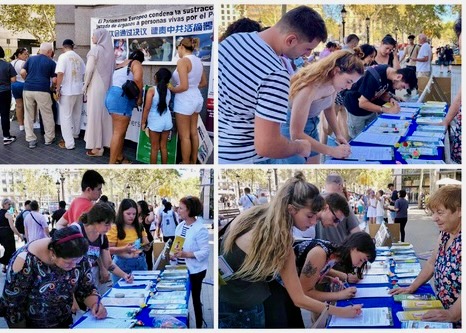 Image for article Barcellona, Spagna: La gente firma una petizione per chiedere la fine della persecuzione del Falun Gong