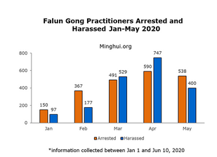 Image for article Novecento-trentotto praticanti del Falun Gong presi di mira per la loro fede a maggio 2020