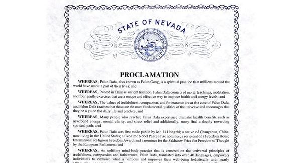 Image for article La senatrice dello stato del Nevada emette un proclama per celebrare la Giornata mondiale della Falun Dafa