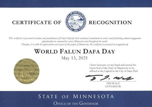 Image for article Minnesota: Il governatore rilascia un proclama di apprezzamento per celebrare la Giornata Mondiale della Falun Dafa 