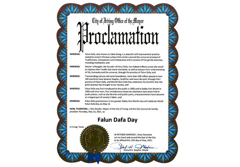 Image for article Texas: Tre città nell'area di Dallas proclamano il giorno della Falun Dafa 