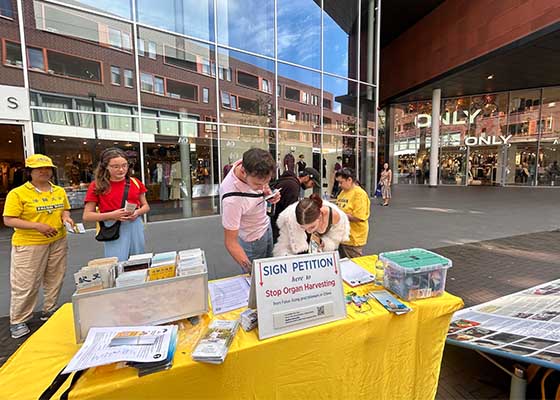 Image for article Paesi Bassi: La gente ringrazia i praticanti durante gli eventi in due città per denunciare la persecuzione