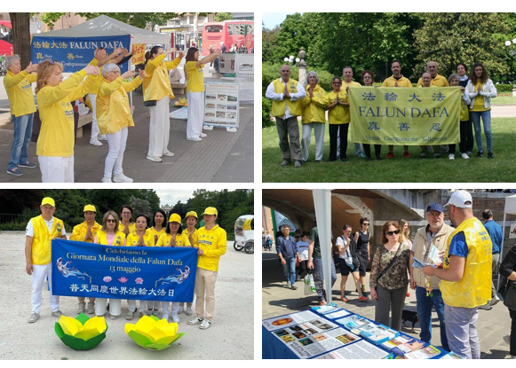 Image for article Italia: I praticanti di diverse città celebrano la Giornata Mondiale della Falun Dafa