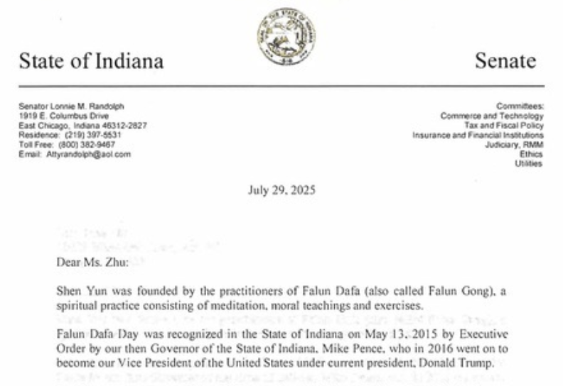Image for article Il senatore dello Stato dell'Indiana chiede la fine della persecuzione del regime comunista cinese nei confronti della Falun Dafa