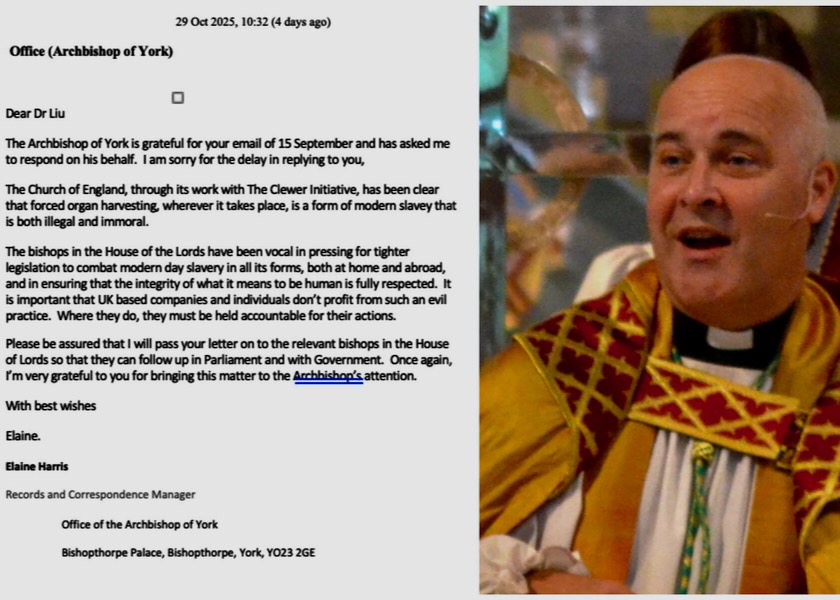 Image for article L'arcivescovo di York: il prelievo forzato di organi è illegale e immorale