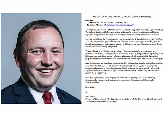 Image for article Il Ministro di Stato britannico sostiene il Falun Gong nella Giornata Internazionale dei Diritti Umani