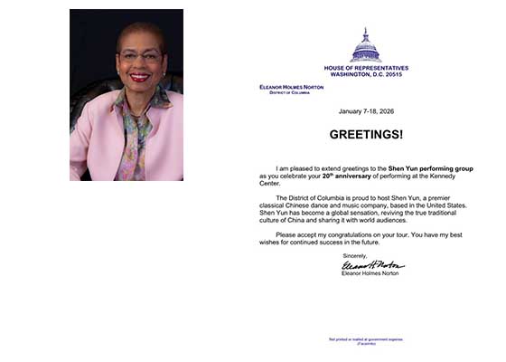 Image for article Un deputato statunitense si congratula con Shen Yun